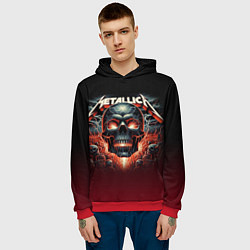 Толстовка-худи мужская Metallica - fire skull, цвет: 3D-красный — фото 2