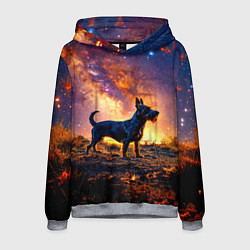 Толстовка-худи мужская Скотч-терьер в космосе, цвет: 3D-меланж