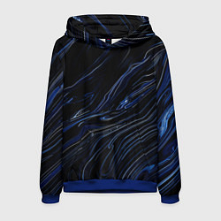 Толстовка-худи мужская Чёрно-синий абстракция линии, цвет: 3D-синий