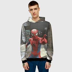 Толстовка-худи мужская Человек паук предупреждает, цвет: 3D-черный — фото 2