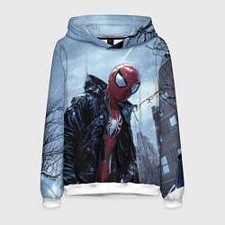 Толстовка-худи мужская Человек-паук в куртке, цвет: 3D-белый
