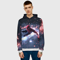 Толстовка-худи мужская Человек - паук в полете, цвет: 3D-белый — фото 2