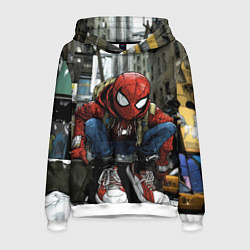 Толстовка-худи мужская Человек-паук в больших кедах, цвет: 3D-белый