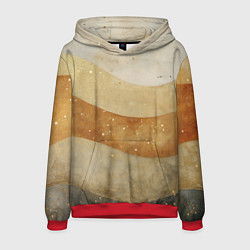 Толстовка-худи мужская Бежево-золотые полосы с блестками, цвет: 3D-красный