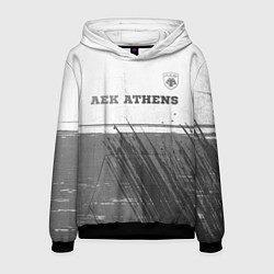 Толстовка-худи мужская AEK Athens - white gradient посередине, цвет: 3D-черный