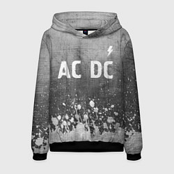 Толстовка-худи мужская AC DC - grey gradient посередине, цвет: 3D-черный