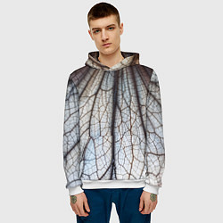 Толстовка-худи мужская Прожилки растения, цвет: 3D-белый — фото 2