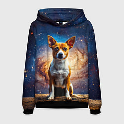 Толстовка-худи мужская Басенджи в космосе, цвет: 3D-черный