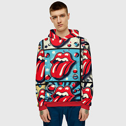 Толстовка-худи мужская Rolling Stones logo - pop art, цвет: 3D-красный — фото 2