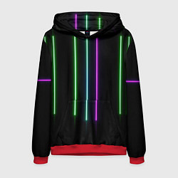Толстовка-худи мужская Neon stripes, цвет: 3D-красный