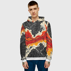 Толстовка-худи мужская Красно-черная потертая текстура, цвет: 3D-белый — фото 2