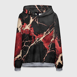 Толстовка-худи мужская Красно-черная потертая текстура, цвет: 3D-меланж
