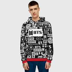 Толстовка-худи мужская Bangtan Boys pattern black, цвет: 3D-красный — фото 2