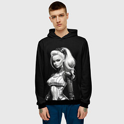 Толстовка-худи мужская Барби - киберпанк нейроарт, цвет: 3D-черный — фото 2