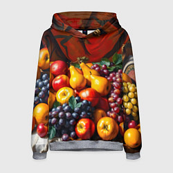 Толстовка-худи мужская Фруктовый натюрморт, цвет: 3D-меланж