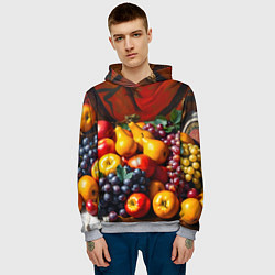 Толстовка-худи мужская Фруктовый натюрморт, цвет: 3D-меланж — фото 2