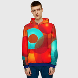 Толстовка-худи мужская Оптическая абстракция с кругами, цвет: 3D-синий — фото 2