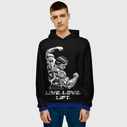 Толстовка-худи мужская Арнольд - живи люби расти, цвет: 3D-синий — фото 2