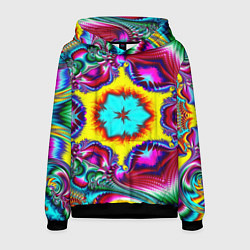 Толстовка-худи мужская Абстракция узор фракталы, цвет: 3D-черный