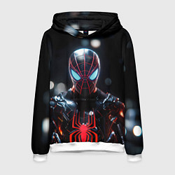 Толстовка-худи мужская Спайдер-мен в мото костюме, цвет: 3D-белый