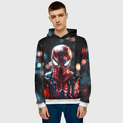 Толстовка-худи мужская Человек-паук и вспышки света, цвет: 3D-белый — фото 2