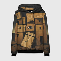 Толстовка-худи мужская Коробки и глаз, цвет: 3D-черный