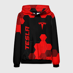 Толстовка-худи мужская Tesla - red gradient вертикально, цвет: 3D-черный