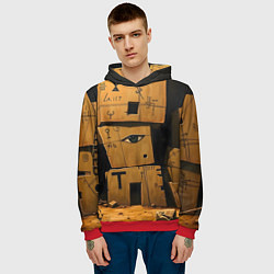 Толстовка-худи мужская Глаза в каменных домах, цвет: 3D-красный — фото 2