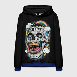 Толстовка-худи мужская Skull and rainbow - im fine, цвет: 3D-синий