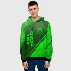 Толстовка-худи мужская Real Madrid - green gradient вертикально, цвет: 3D-черный — фото 2