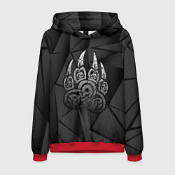 Толстовка-худи мужская Велес лапа медведя, цвет: 3D-красный