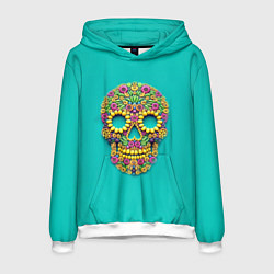 Толстовка-худи мужская Цветочный череп, цвет: 3D-белый