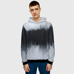 Толстовка-худи мужская Разводы черной краски, цвет: 3D-черный — фото 2