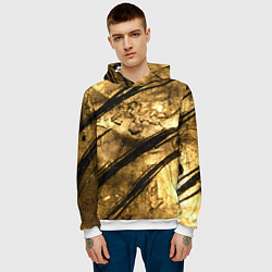 Толстовка-худи мужская Золото с черной текстурой, цвет: 3D-белый — фото 2
