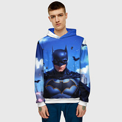 Толстовка-худи мужская Бэтмен синее небо, цвет: 3D-белый — фото 2