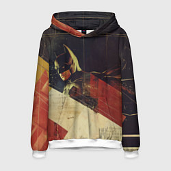 Толстовка-худи мужская Бэтмен ретро стиль, цвет: 3D-белый