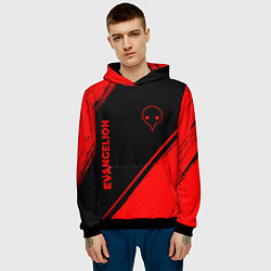Толстовка-худи мужская Evangelion - red gradient вертикально, цвет: 3D-черный — фото 2