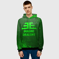Толстовка-худи мужская Imagine Dragons - green gradient, цвет: 3D-черный — фото 2