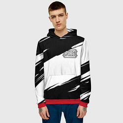 Толстовка-худи мужская PUBG черно белые краски, цвет: 3D-красный — фото 2