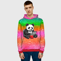 Толстовка-худи мужская Панда с кофе за ноутом, цвет: 3D-красный — фото 2