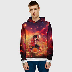 Толстовка-худи мужская Fire Luffy - One Piece, цвет: 3D-белый — фото 2
