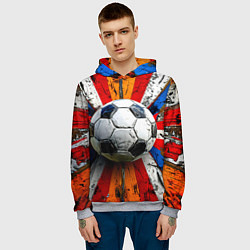 Толстовка-худи мужская Футбольный мяч в ярких линиях, цвет: 3D-меланж — фото 2