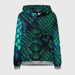 Толстовка-худи мужская Бирюзовая змеиная кожа, цвет: 3D-меланж