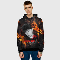 Толстовка-худи мужская Сектор газа огненный фон, цвет: 3D-черный — фото 2