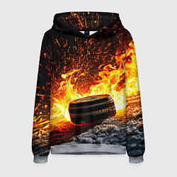 Толстовка-худи мужская Шайба в огне, цвет: 3D-меланж