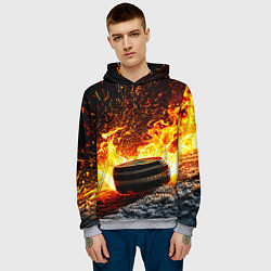 Толстовка-худи мужская Шайба в огне, цвет: 3D-меланж — фото 2