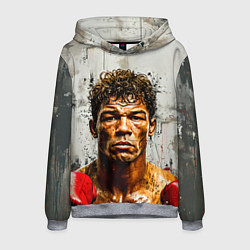 Толстовка-худи мужская Артуро Гатти на сером, цвет: 3D-меланж