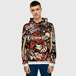 Толстовка-худи мужская Кукрыниксы на фоне электрогитар, цвет: 3D-белый — фото 2