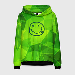 Толстовка-худи мужская Nirvana green poly, цвет: 3D-черный