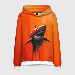 Толстовка-худи мужская Кибернетическая акула, цвет: 3D-белый